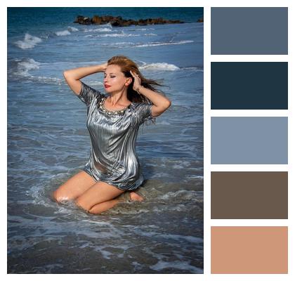 Beach Shiny Dress Woman Image